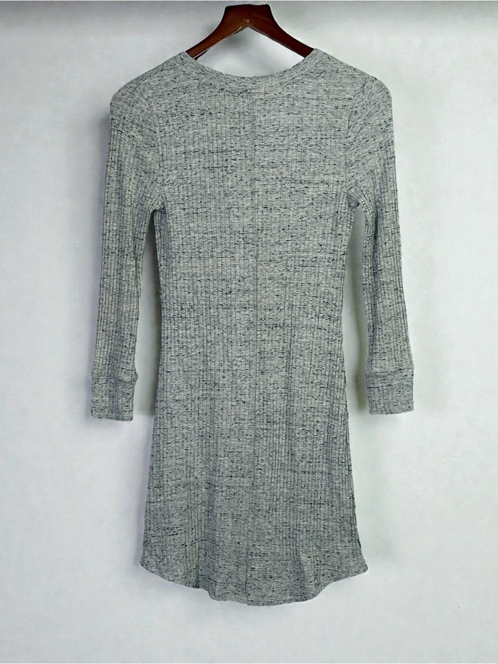 NWT David Lerner Ribbed Henley Mini Dress Light Heather Gray M Revolve - Picture 4 of 9